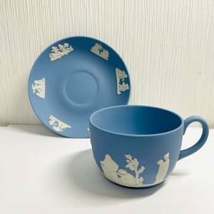 C-1110SI 【美品】 WEDGWOOD ウェッジウッド カップ＆ソーサー ジャスパー ティーカップ ペールブルー 洋食器 インテリア アンティーク