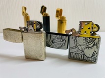 C-2442M 【1000円スタート】 ZIPPO ライター 8点おまとめ 表面加工 一部ケース付き 喫煙 喫煙具 タバコ オイル 着火未確認 カルティエ 等_画像6