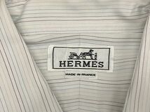 B406-I51-466 HERMES エルメス メンズ Yシャツ ワイシャツ 42 16１/２3色 ストライプ 綿 ⑥_画像3