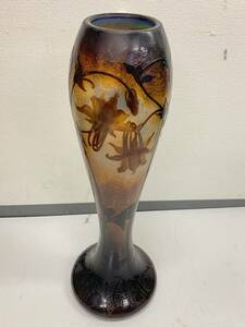 Z418-W6-1068 エミール・ガレ DAUM NANCY ドームナンシー 花瓶 花入れ 花器 口径約8.5cm 高さ約61.5cm 重さ約4.64kg ⑥