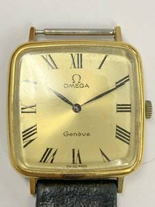 B475-K47-283◎ OMEGA オメガ Geneve ジュネーブ ゴールド文字盤 スクエア メンズ 手巻き 稼働 腕時計 箱付き ⑥
