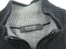 本物保証 BURBERRY BLACK LABEL バーバリー ブラックレーベル ニット サイズ2 ジップアップセーター メンズ 羊毛/ナイロン アウター_画像4