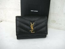 C461T【本物保証】 Saint Laurent サンローラン 6連キーケース ブラック モノグラム 未使用品_画像1