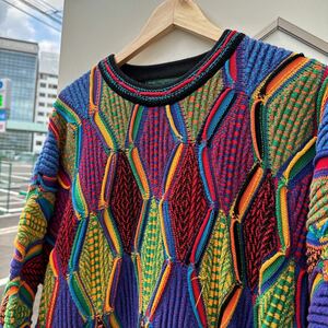 90s TUNDRA 3Dニット　COOGI スタイル　COOGI style マルチカラー ニットセーター ダイヤモンド　アーガイル柄