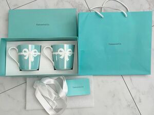 送料無料 未使用 訳ありTIFFANY ティファニー ブルーリボン マグカップセット ペア 2個セット 箱付 Tiffany