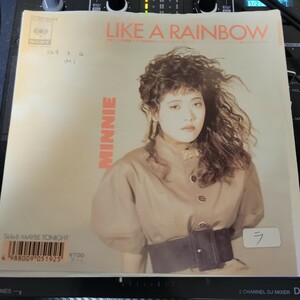 見本盤 7inch プロモ 和モノブギーファンク MINMIE / LIKE A RAINBOW / MAYBE TONIGHT（1988）Japanese city pop 鳥山雄司 難波正司 ミニー