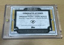 【1枚限定！】2017 Topps Museum Collection Gerrit Cole Laundry Tag Patch MLB 1/1 ランドリータグ　カード　ヤンキース_画像2