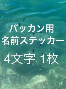 バッカン用名前ステッカー 4文字様 1枚 シマノ マルキュー ダイワ がまかつ 釣研などに