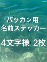 バッカン用名前ステッカー お名前4文字様 2枚 シマノ マルキュー ダイワ がまかつ サンライン 釣研などの_画像1