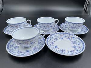 【美品】Noritake カップ&ソーサー N.T Venus China 花柄 ティーカップ ブランド食器 ノリタケ カップ４つソーサー５枚