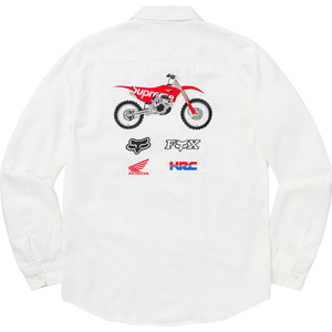 美品 19AW Supreme x Honda x Fox Racing Work Shirt Mサイズ ホンダ フォックス レーシング ワーク シャツ Off-White オフホワイト