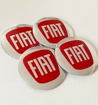 縦線なし フィアット FIAT ステッカー ホイールキャップシール エンブレムロゴ センターバッジ 光沢シルバーレッド 56mm 4枚_画像4