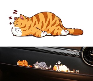 猫 ステッカー ネコ ねこ 茶色 カッティングステッカー 型抜き シール 車 サイド ウインドウ ピラー リア 漫画 おもしろ カーステッカー