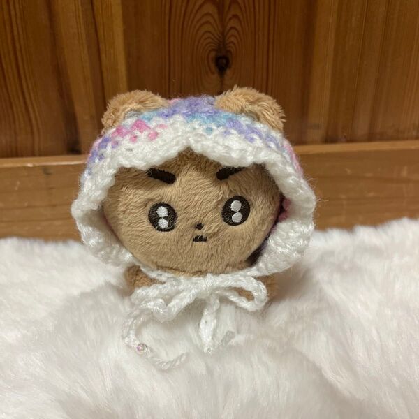 10cmぬい服 ぬい服 ボンネット ベビー ポバトゥ テヒョン マーブル 紫 ピンク 水色 白 ぬいぐるみ
