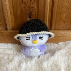 10cmドール ハット 黒 モノクロ ハンドメイド 10cmぬい 帽子 チャコールブラック ぬいぐるみ