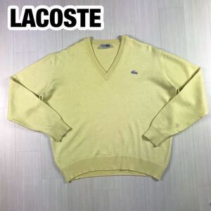 LACOSTE ラコステ ニットセーター 7 ライトイエロー ビッグサイズ 白ワニ