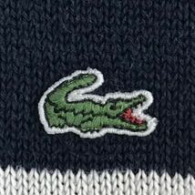 LACOSTE ラコステ ボーダーニット 42 バイカラー ネイビー×ホワイト ワニ_画像7