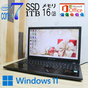 なんと！新品SSD1TB メモリ16GB★美品 最上級4世代4コアi7！★N1500J Core i7-4702MQ Webカメラ Win11 MS Office2019 H&B★P62321