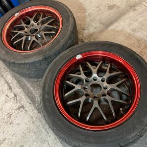 ★レーシングスパルコ2本セット15インチ6.5jj +32 PCD114.3/100マルチピッチアルミホイール シビックインテグラ