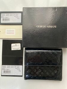 ★GIORGIO ARMANI ジョルジオアルマーニ パテントレザー 二つ折り 財布 ウォレット 札入れ 小銭入れ レディース★