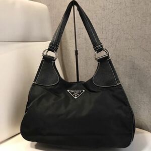 Z1114/15【1円〜】PRADA プラダ レザー セミショルダーバッグ トートバッグ テスート ブラック 正規品 極美品 ☆