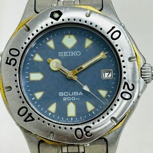 G353-I49-703◎SEIKO セイコー SCUBA 7N35-6070 430971 クォーツ メンズ デイト リューズ動作確認済み 腕回り約17cm 直径約2.5cm