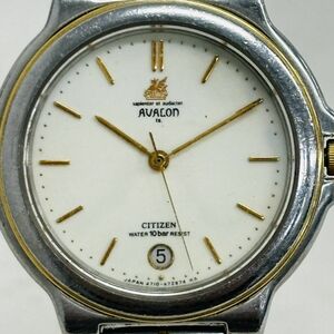 H341-H23-141◎CITIZEN シチズン AVALON アバロン 4710-471113Y 0040398 GN-4-S クォーツ メンズ デイト 腕回り約17.5cm 直径約2.5cm