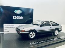 1/43 EBBRO トヨタ スプリンター トレノ 3ドア (AE86) 1983 シルバー_画像1