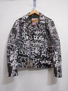 68 送100サ 1231%D19 Supreme × COMME des GARCONS SHIRT× Schott シュプリーム ギャルソン 18AW レザージャケット サイズS 中古品