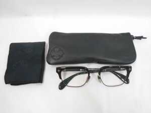 81 送60サ 1225%D14 Chrome Hearts クロムハーツ CHUCK チェック 眼鏡 メガネ 黒縁 度入り 925 中古品