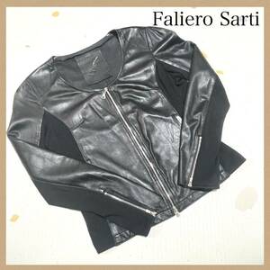 【Faliero Sarti】ファリエロサルティ ウール革ジャン ライダース 黒