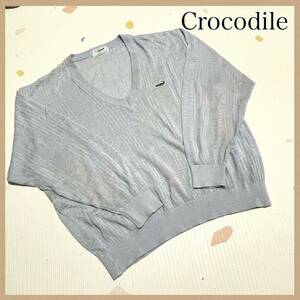 ※訳あり【CROCODILE】クロコダイル 長袖ニット/セーターL 秋冬 グレー