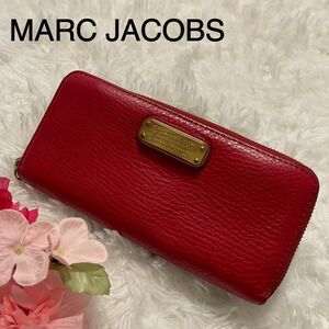 MARC JACOBS マーク ジェイ コブス 長財布 レッド 革 ラウンドファスナー ワインレッド