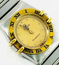 ◇1円 ★ OMEGA オメガ コンステレーション 腕時計 ゴールド文字盤 SS QZ レディース 電池切れ 金具訳あり_画像3