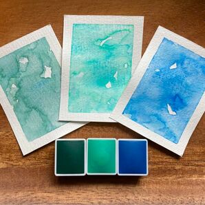 水彩絵の具 ハーフパン2ml 3色セット 分離色ブルー/グリーン