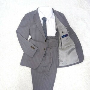 【美品】Ermenegildo Zegna セットアップ スーツ ストライプ 18SS Mサイズ グレー 