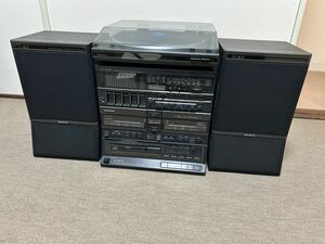 ★当時物★昭和レトロ　SANYO サンヨー 三洋電機 CD レコード Wカセット FM AM DC-W08CD ターンテーブル TP-W08CD