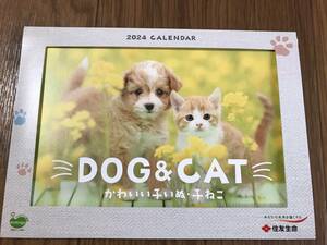 即決 在庫2 2024年 卓上カレンダー オフィス かわいい子いぬ・子ねこ DOG & CAT 卓上カレンダー 住友生命 犬 いぬ イヌ 猫 ねこ ネコ