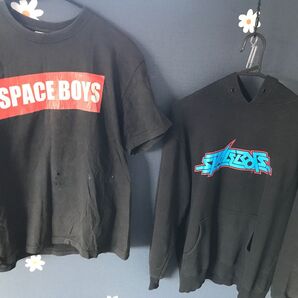 space boysパーカーおまけTシャツ 黒 半袖 ブラック シャツ