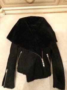  all Saints sheep leather ram leather rare real mouton rider's jacket coat real fur beautiful goods 