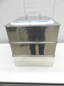 F1989◆ステンレス製◆角蒸し器(2段) 36cm 栃木 宇都宮 中古 業務用 厨房機器