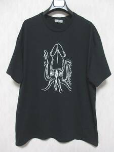 なるきよ Tシャツ イカ メンズ 黒　yg5171