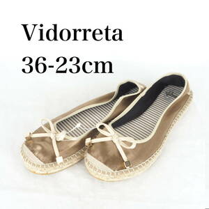 MK3416*Vidorreta*ヴィドレッタ*レディースバレエシューズ*エスパドリーユ*36-23cm*茶系*未使用