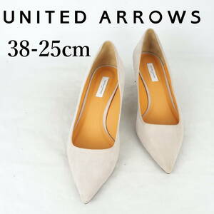 MK3472*UNITED ARROWS*ユナイテッド アローズ*レディースパンプス*38-25cm*グレージュ系