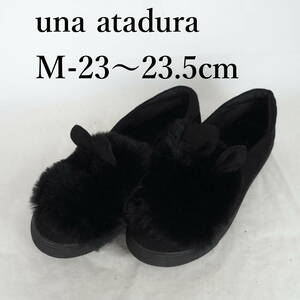 MK3882*una atadura*ウナ アタデューラ*レディーススリッポンシューズ*M-23〜23.5cm*黒