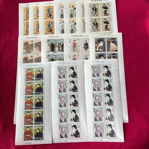 ①未使用 記念切手 切手趣味週間シリーズ 9種類 14シート まとめ売り 7,800円