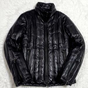 極美品 M シェラック ダウン レザージャケット 最高級ラムレザー 羊革 シープスキン ファー欠品 黒 SHELLAC ブラック 48
