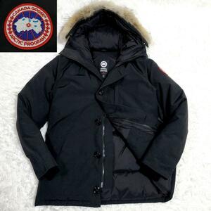 極美品 XL カナダグース ダウン コート CHATEAU PARKA シャトーパーカ コヨーテ ファー ワッペン 3426MA 黒 CANADA GOOSE ブラック LL