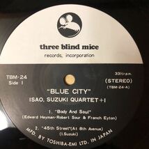 LP 鈴木勲カルテット＋1/BLUE CITY ブルー・シティ[オリジナル盤:TBM24:冊子付:菅野邦彦(p)渡辺香津美(g)小原哲次郎(dr)]★和ジャズ 山本剛_画像4