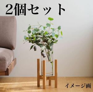 天然竹製 フラワースタンド 2個セット ガーデニング 観葉植物 花瓶 インテリア